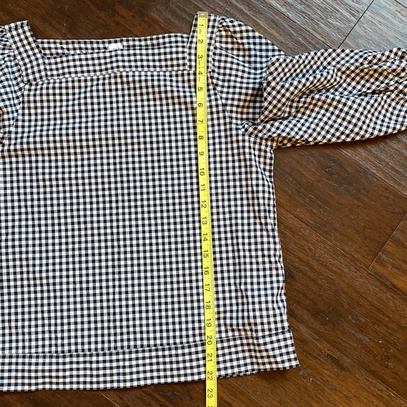 GAP gingham check square neck ruffled tie sleeve top size XS - Picture 7 of 8